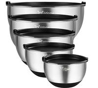 Set di 5 ciotole in acciaio INOX, Wildone Nesting ciotole con coperchi, misurazione linee e pantaloni in silicone, misura 8, 5, 3, 2, 1.5 qt, antiscivolo e di design, ideale per mixare e preparare 5 Piece Kl574p Sweatshirt - Bambini