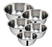 Set di 5 ciotole per mescolare in acciaio inossidabile, ciotole in metallo con marcatura di misurazione, set di ciotole impilate per risparmiare spazio, per cuocere e servire cibo/insalata (0,5 l, 0,8