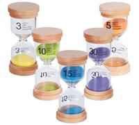 Set di 5 clessidre per bambini, in legno, 3/5/10/15/30 minuti, timer con sabbia colorata, timer per lavarsi i denti, giochi, cucina, ufficio e decorazioni