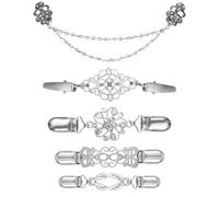 Set di 5 clip per camicia e cincher in stile vintage, per maglioni, scialle, cardigan e altro, one size, Metallo, Nessuna pietra preziosa