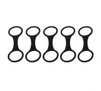 Set di 5 clip per maschera da snorkeling, in silicone elastico, per fissare le cinghie della maschera subacquea ai tubi di respirazione, diametro 27 mm (nero)