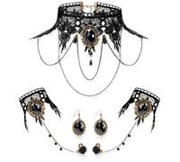 Set di 5 collane girocollo gotiche da vampiro, accessori per costume di Halloween, da donna, Adjustable, Poliestere Acrilico