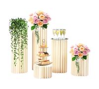 Set di 5 colonne per fiori in cartone, colonne decorative, altezza 20-100 cm, con pannelli in PVC, portata 50 kg per colonna, vasi di cartone per matrimoni e giardino, bianco latte