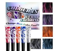Set di 5 coloranti temporanei per capelli - Set di 5 pagine da colorare con pennello per colori scuri | Colorare anche i capelli neri facile da usare gesso per le donne colori per capelli lavabili per