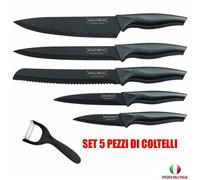 SET DI 5 COLTELLI IN ACCIAIO INOSSIDABILE RIVESTIMENTO IN CERAMICA+PELAVERDURE