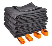 Set di 5 coperte di qualità per imballaggio di mobili, coperte per trasloco, circa 520 g/m², colore nero, 183 x 203 cm e 1 cinghia per trasloco inclusa