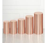 Set di 5 coperture per stand in spandex cilindriche, oro, tessuto foil