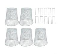 Set di 5 coperture protettive per piante in ferro con paletti, in rete metallica, progettate per proteggere le piante da giardino dalle intemperie e dai danni degli animali, colore: bianco