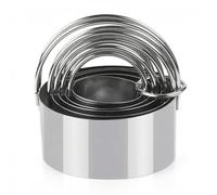 Set di 5 Coppapasta Tondi con Manico,Acciaio Inox,Resistente e Facile da Pulire,Larghezza:da 4.5-8,2 cm (5 Dimensioni),Altezza 4 cm,per Ciambella,Frolla ed Impasti