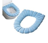 Set di 5 copri WC, morbidi, spessi, caldi, elastici, lavabili, in tessuto (blu)