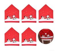 Set di 5 coprisedie natalizie con cappello natalizio, per tavolo da pranzo, sedie, in tessuto non tessuto, per feste stagionali