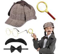 Set di 5 costumi da detective, anni '20, accessori da detective, per bambini, adulti, Word Book Day Halloween, cosplay, carnevale, feste, multicolore, Taglia unica