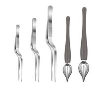 Set di 5 Cucchiai da Cucina in Acciaio Inox con Beccuccio Affusolato e Pinzette, Pinzette di Precisione e Cucchiaio Cucina per Piatti da Cucina Decorazione,Dessert,Decorazioni per Dolci e Pasticceria
