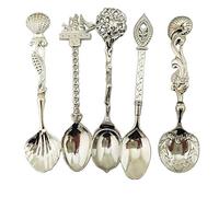 Set di 5 cucchiai Vintage Arcobaleno in Acciaio Inossidabile, cucchiaino da caffè in Acciaio Inossidabile Cucchiaio da tè Cucchiaio da Zucchero Cucchiaio da Zucchero, Argento stereoscopico Nice