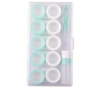 Set di 5 custodie per lenti a contatto, mini contenitori portatili per lenti a contatto, con tappi L e R, con flacone per soluzione, con punta in gomma, Verde e bianco.