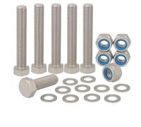 Set di 5 dadi a testa esagonale, bulloni e rondelle, M5 x 80 mm, in acciaio inox A2, completamente filettati, viti a testa esagonale, per costruzioni, automotive, macchinari