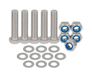 Set di 5 dadi a testa esagonale, bulloni e rondelle, M6 x 40 mm, in acciaio inox A2, completamente filettati, viti a testa esagonale, per costruzioni, automotive, macchinari