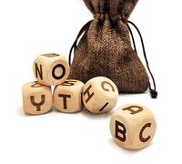 Set di 5 dadi creativi in legno da 20 mm, con lettere dalla A alla Z, per giochi e insegnamenti