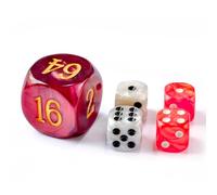 Set di 5 dadi da backgammon da 30 mm, cubi grandi per raddoppiare backgammon da 30 mm, 4 dadi da 16 mm (rosso/bianco marmorizzato)