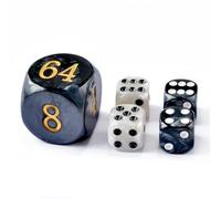 Set di 5 dadi da backgammon da 30 mm, cubi grandi per raddoppiare backgammon da 30 mm, 4 dadi da 16 mm (nero/bianco marmorizzato)