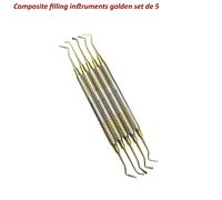 Set di 5 Dentale STRUMENTO COMPOSITO GOLDEN Plastic Filling Instruments Golden