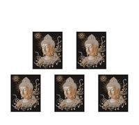 Set di 5 dipinti numerici con cornice raffiguranti il Buddha d'oro e opere di perle artistiche, perfetti per adulti e principianti, decorazione di casa, dimensioni 40x50cm senza cornice