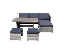 Set di 5 divani da esterno in rattan sintetico, design a 3 posti (D come mostrato)