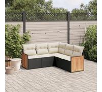 Set di 5 divani da giardino nero in polyrattan, resistente alle intemperie, con cuscino, spazio di archiviazione, design modulare per terrazza, balcone, accogliente casa all'aperto