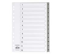 Set di 5 divisori in PP, formato DIN A4 con numeri da 1 a 12, coprenti e pratica copertina in carta robusta per scrivere