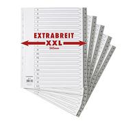 Set di 5 divisori XXL da 20 pezzi, in PP DIN A4+ con lettere A-Z, completamente coprente, con pratico copertina in carta, fogli divisori extra larghi per organizzare i raccoglitori in ufficio