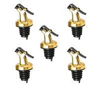 Set di 5 erogatori per bottiglie di olio e dispenser per aceto, per bottiglie, tappo in gomma, di colore oro