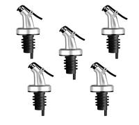Set di 5 erogatori per bottiglie di olio e dispenser per aceto, tappo in gomma con erogatore, colore oro