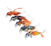 Set di 5 esche da a mosca, esche da artificiali, flessibili, per pesci, trote, salmone, diverse esche colorate per una