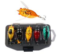 Set di 5 esche da d'acqua - Set di esche da impermeabili con contenitore per laghi, kayak, acqua e salata, libero