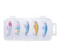 Set di 5 esche da pesca, a forma di pesciolino che affondano, con finta pelle di pesce per una maggiore attrazione dei pesci