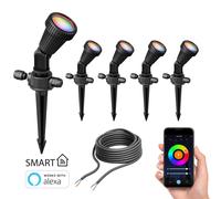 Set di 5 faretti da giardino con picchetto a terra PIRK per esterni IP44 nero [EEK: F]