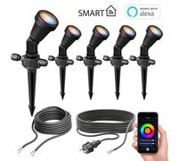 Set di 5 faretti da giardino con picchetto a terra PIRK per esterni IP44 spina [EEK: F]