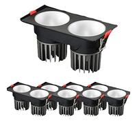 Set di 5 faretti da Incasso a LED, faretti da Incasso a Doppia Testa 7W/12W, faretti retrofit con Luce Diurna, ano reabile 30°, faretti antiriflesso 3000K/4000K/6000K 12W-4000K