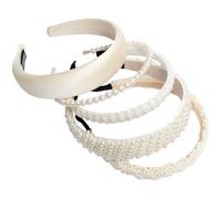 Set di 5 fasce per capelli con perle bianche da donna, stile europeo, decorazioni con perle artificiali, stili distinti per feste, uso quotidiano, foto, incontri sociali
