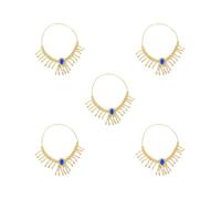 Set di 5 fasce per danza del ventre, indiana, per donne e ragazze, colore blu dorato, 58 cm