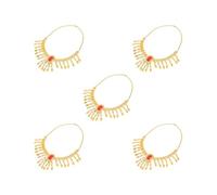 Set di 5 fasce per danza del ventre, indiana, per donne e ragazze, colore rosso e oro, 58 cm