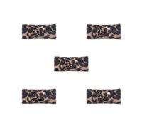 Set di 5 fasce sportive all'uncinetto Fascia per la testa regolabile Fascia per il sudore antiscivolo Accessori per lo styling dei capelli per lo sport Stampa leopardata 3