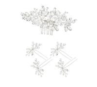 Set di 5 fermagli per capelli, per matrimonio, matrimonio, matrimonio, comunione, cena, argento