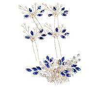 Set di 5 fermagli per capelli, per matrimonio, matrimonio, matrimonio, comunione, cena, blu