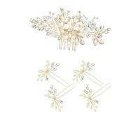 Set di 5 fermagli per capelli, per matrimonio, matrimonio, matrimonio, comunione, cena, oro