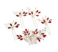 Set di 5 fermagli per capelli, per matrimonio, matrimonio, matrimonio, comunione, cena, rosso