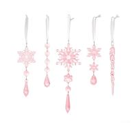 Set di 5 fiocchi di neve in acrilico da sogno per idee creative di decorazione per le vacanze (rosa)