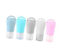 Set di 5 Flaconi da Viaggio per Cosmetici da 60ml in Silicone | Ricaricabili, Bocca Larga, Design a Perdite, per Shampoo e Balsamo in Trasferta