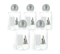 Set di 5 flaconi in plastica 45 ml di acqua di Lourdes illustrati con l' apparizione - Flacone d'acqua di Lourdes - Culto cristiano in vetro