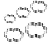 Set di 5 formine per biscotti a forma di fiore, in acciaio inox, con bordo smerlato a 6 petali, a forma di fiore a molla, formine per biscotti